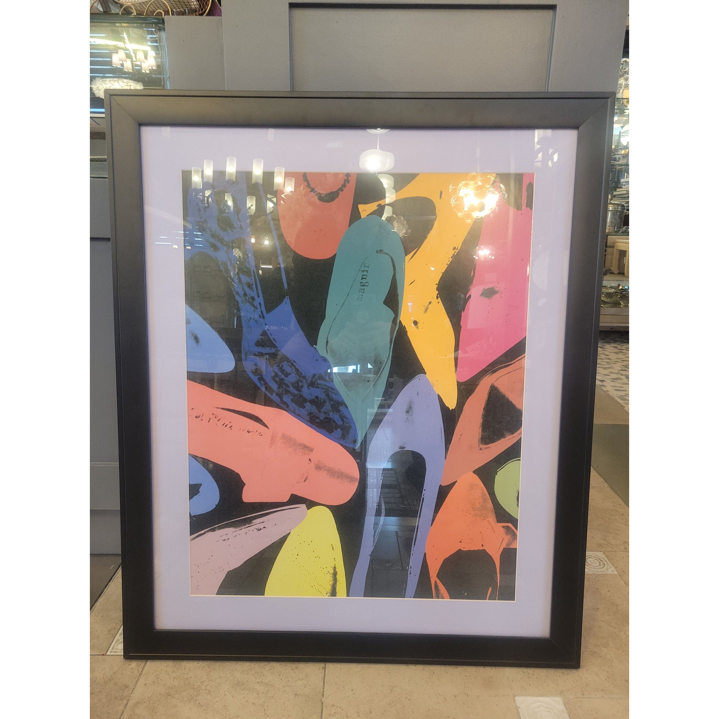 "Diamond Dust Shoes" by Andy Warhol Print in Black Frame