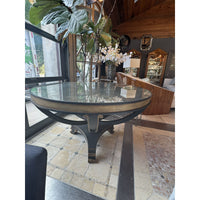Neoclassical Steel & Mirrored Glass 4-ft Round Table by Niermann Weeks