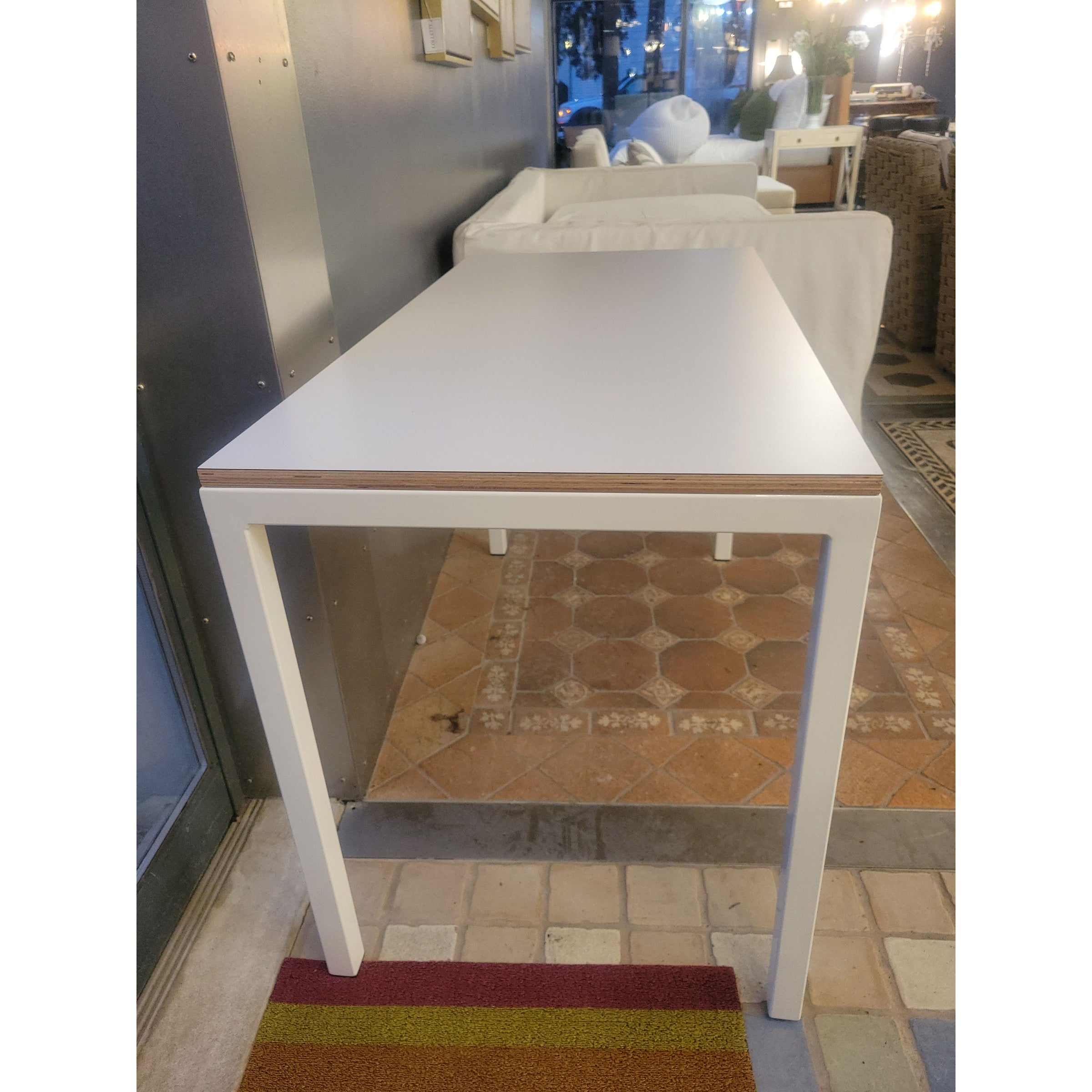 White Metal Parsons Desk w/ Wood Top by R&B