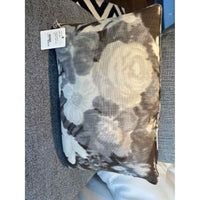 Custom Gray Rose Print Lumbar Pillow - colletteconsignment.com