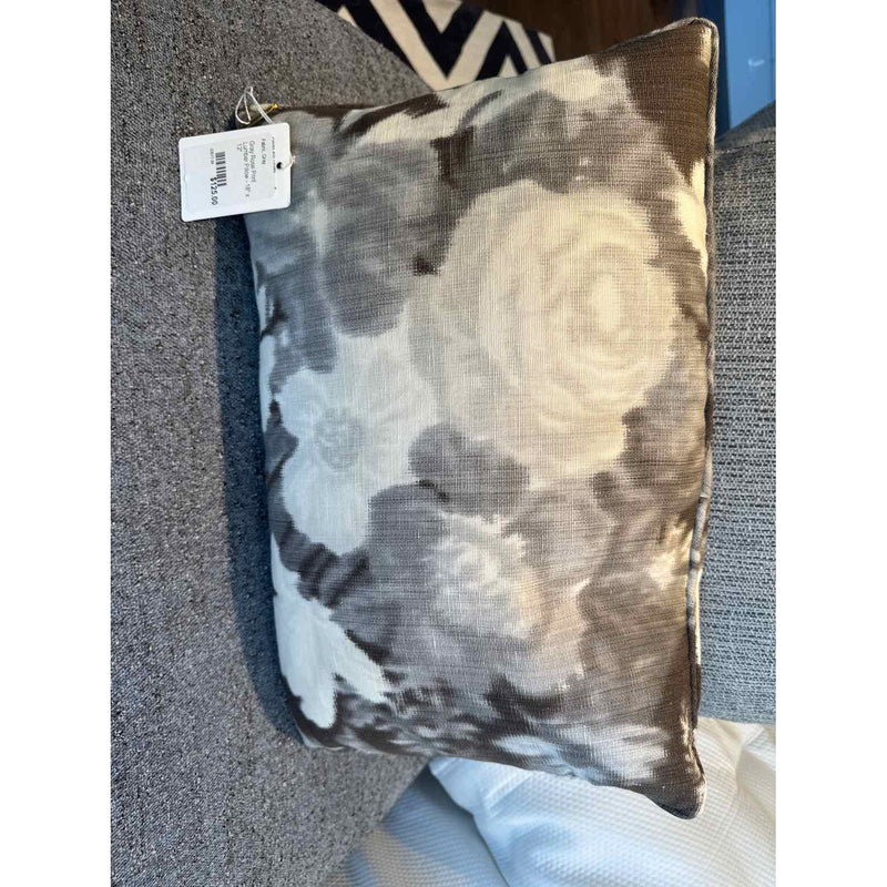 Custom Gray Rose Print Lumbar Pillow - colletteconsignment.com