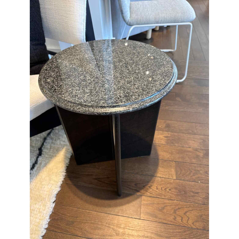 1980's Granite Round Top w/ a Beveled Edge Side Table 17"L x 17"W x 22"H