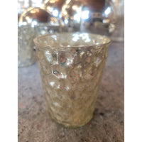 Set of 5 Large Hexagonal Mercury Glass Candle Holders