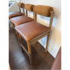 Pecan Oak Bar Stool in Bourbon Tuscan Leather & Saddle Nubuck Leather