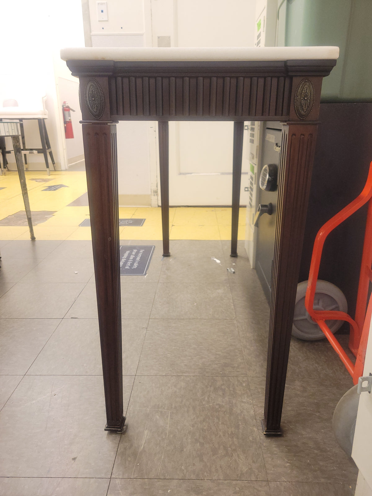 Vintage Mahogany Console Table w/ White Marble Top (AS IS)