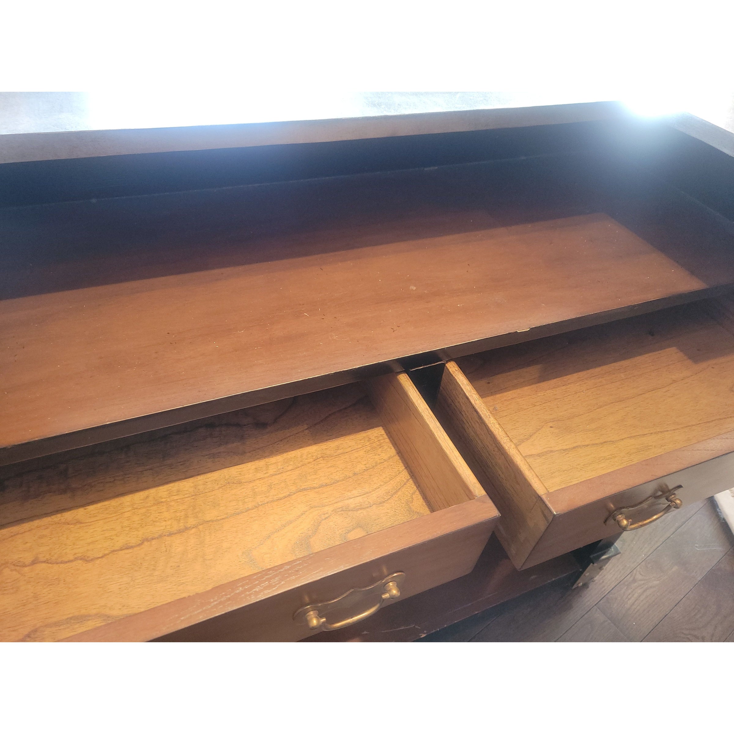 Mahogany & Cherry Bar de Bistro w/ Steel Top & Brass Rail by French Heritage