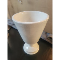 White Crackle Glazed Ceramic Goblet Vase