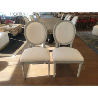 SET of 10 French Linen & Wood Round-Back Dining Chairs by Safavieh (AS IS) - colletteconsignment.com