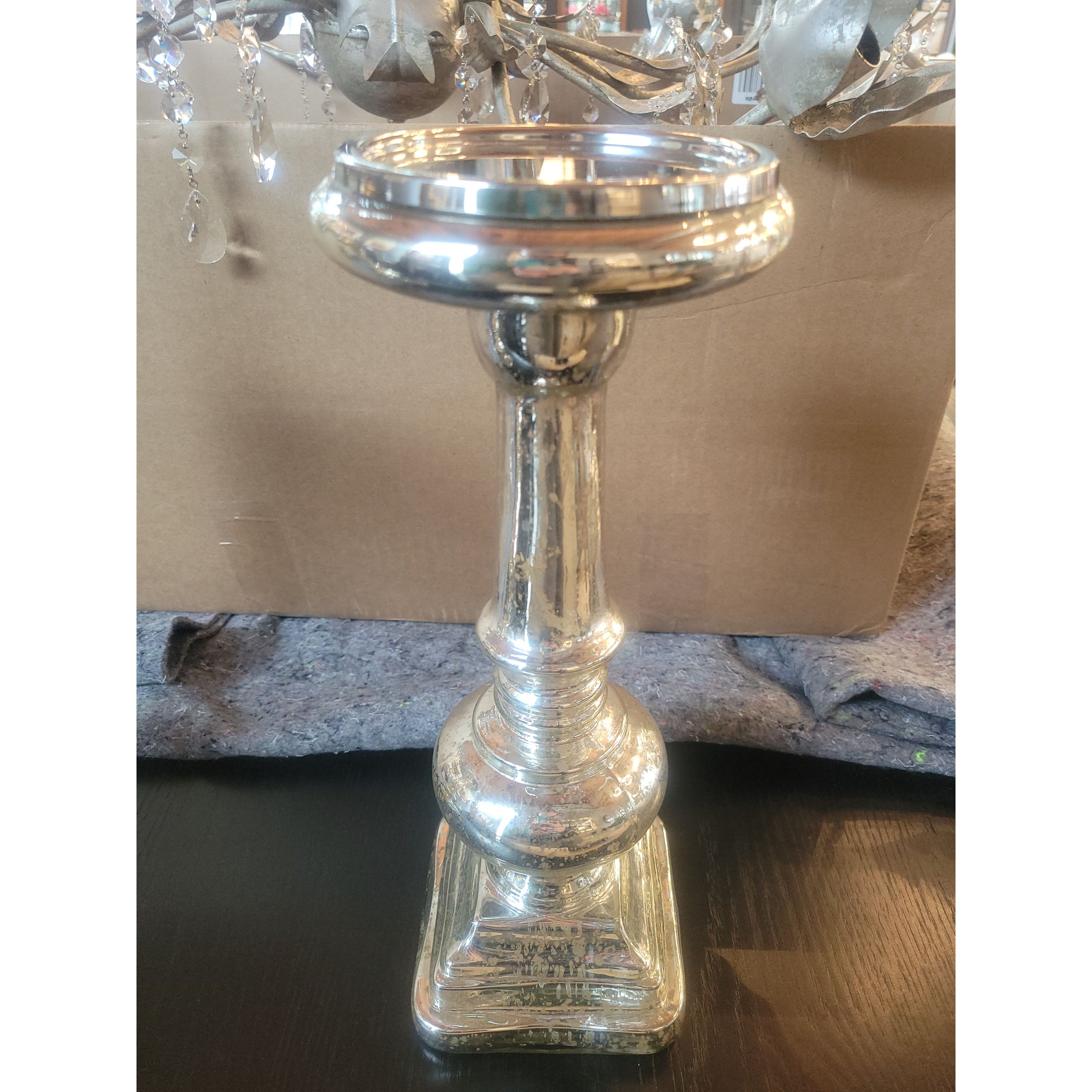 Set of 6  Mercury Glass Pillar Candle Holders