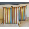 PAIR of Custom Blue & Brown Stripe Sunbrella Fabric Square Pillows