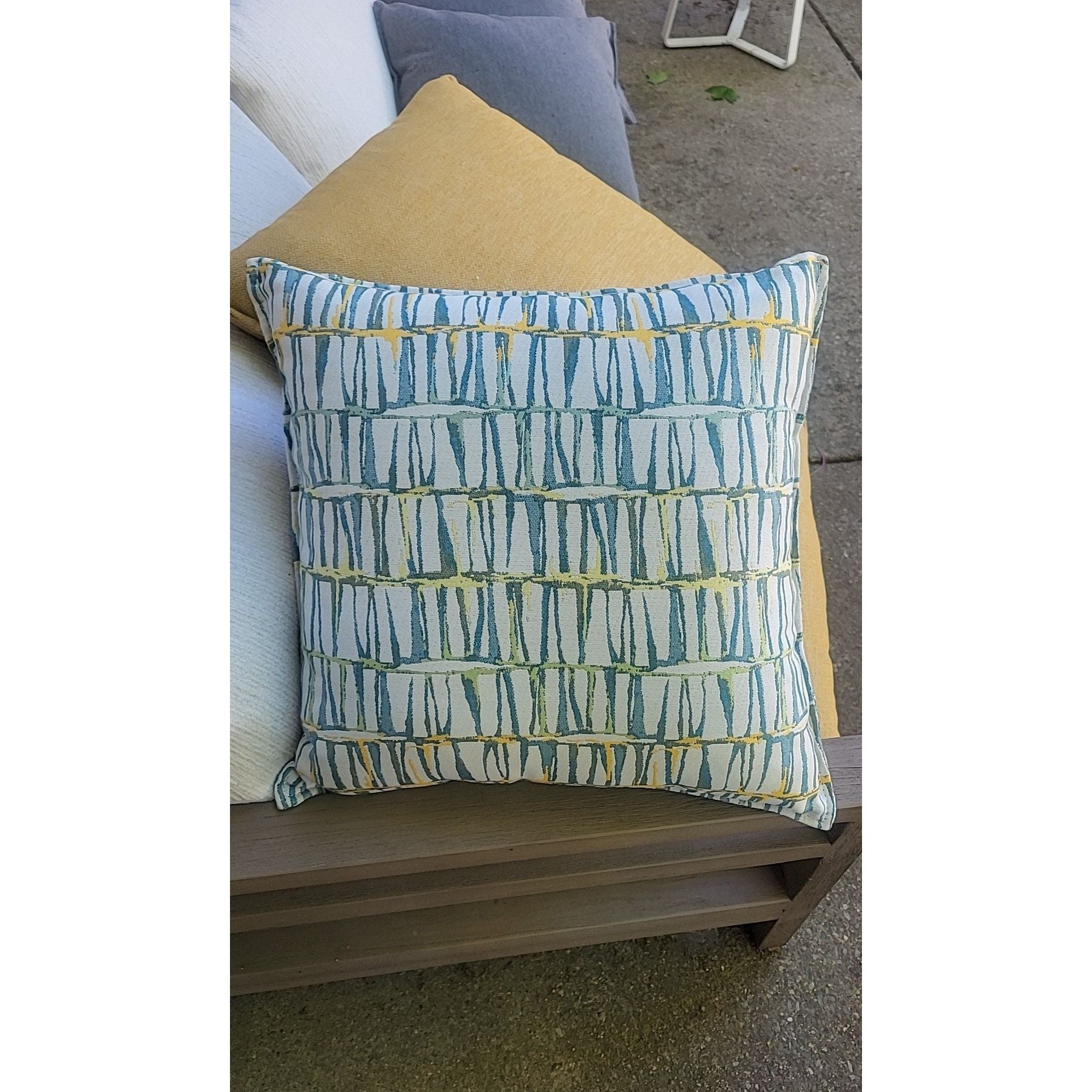 Teal & Yellow Print Outdoor Pillow by Manutti