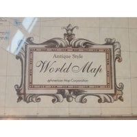 Antique Style World Map by American Map Corp. in Black Frame - AS IS