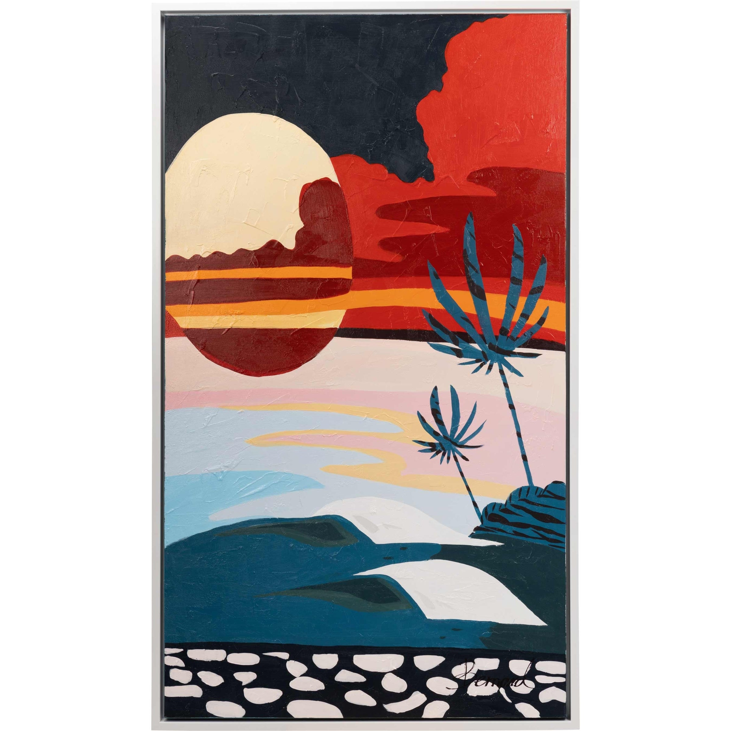 "Twin Palm" Digital Modern Art Print on Canvas