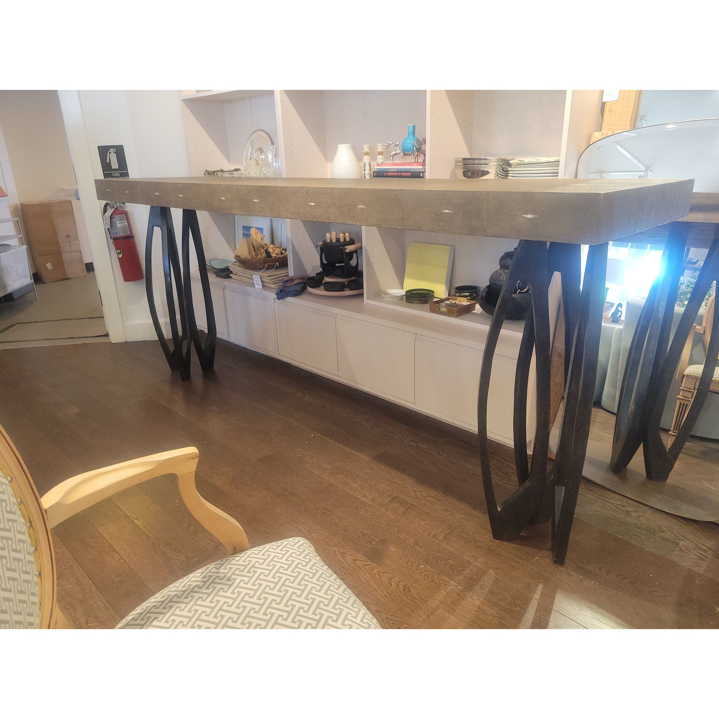 Stingray Shagreen Console Table w/ Bronze Patina Legs by R&Y Augousti (AS IS)
