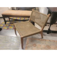 'Fiona' Teak Lounge Chair w/ Wicker Seat & Back by La Grange