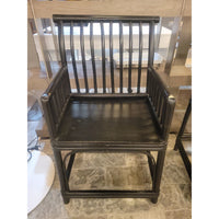 PAIR of Antique Chinese Ebonized Bamboo Stickback Chairs (As Is)