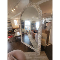 Custom 8-ft Arched Standing Mirror Lined w/ Bahamas Shells (AS IS) - colletteconsignment.com