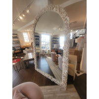 Custom 8-ft Arched Standing Mirror Lined w/ Bahamas Shells (AS IS)