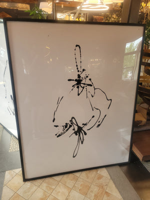 L.E. Abstract Ink Drip Print by Meridith Baer Home in Frame (AS IS)