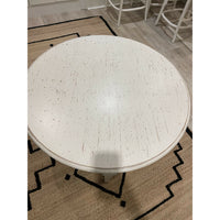Round Speckled White Wood Coffee Table