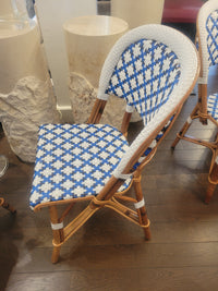 SET of 3 Blue & White Wicker Side Chairs by Maison Drucker
