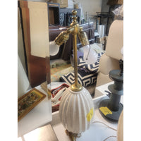 Fluted Porcelain Table Lamp w/ Off-White Shade