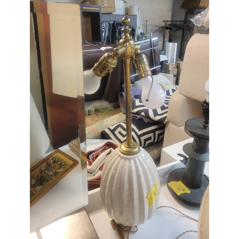 Fluted Porcelain Table Lamp w/ Off-White Shade