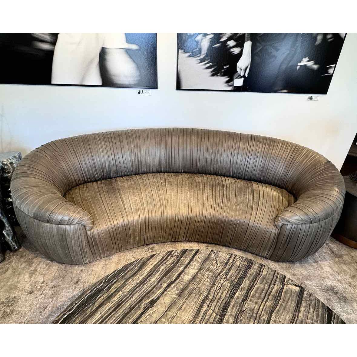Custom Kelly Wearstler Curved Souffle Sofa - 96"L x 32"W x 24"H x 14"SH