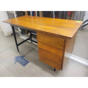 Mid-Century Style Chestnut Wood & Metal 3-Drawer Desk (AS IS)