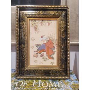 Persian Mini Painting on Bone in Black & Gold Frame