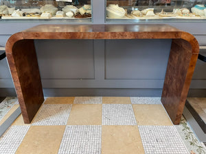 Walnut  Burlwood Waterfall Console Table (AS IS)