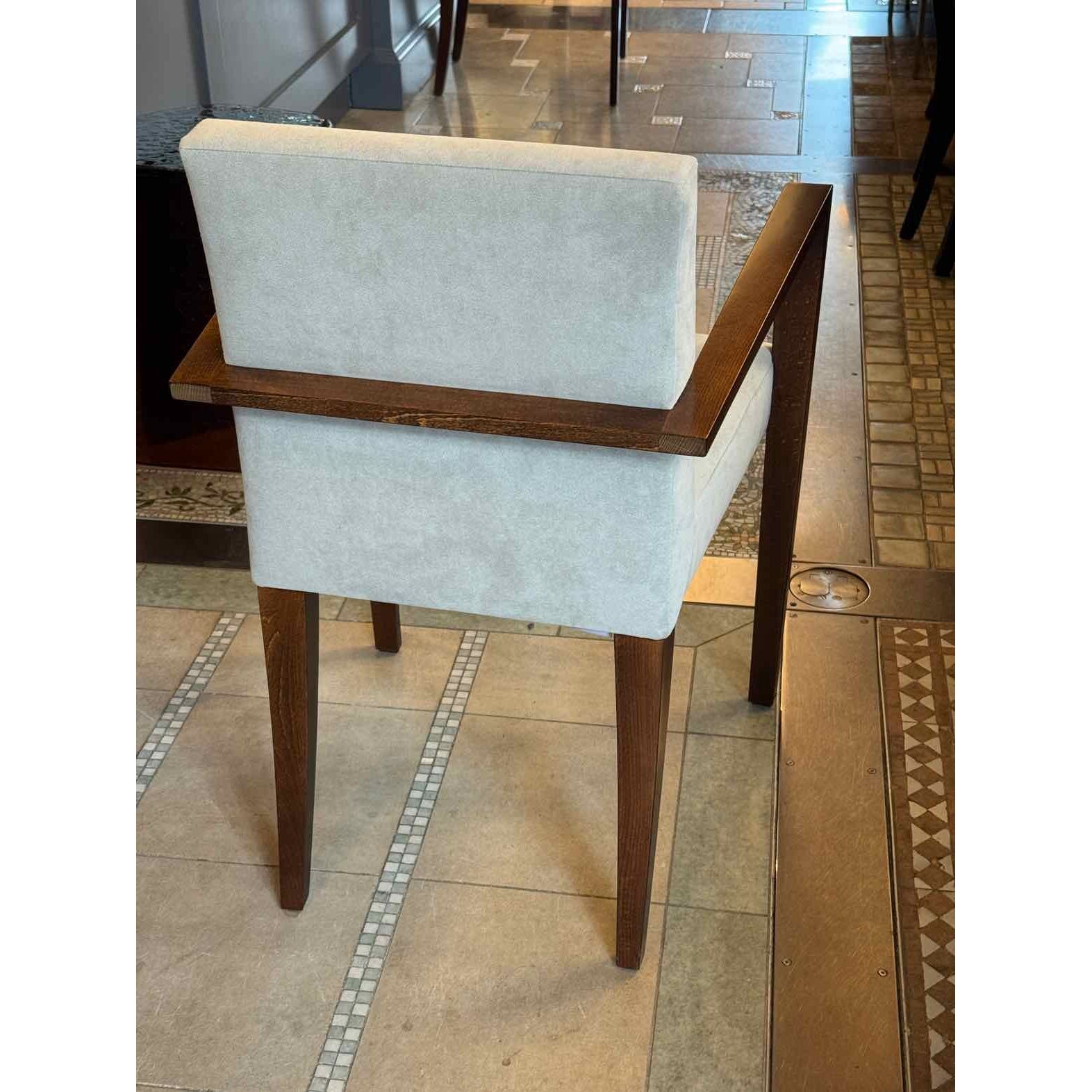 PAIR of 'French Line' Gray Suede & Wood Chairs by Didier Gomez for Lignet Rose