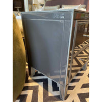 PAIR of Gray Glass 2-Drawer Nightstands Attrib. to Arhaus