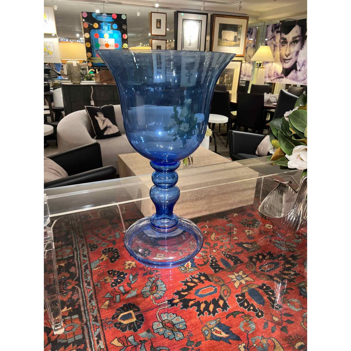 Pair of Large Blue Urns