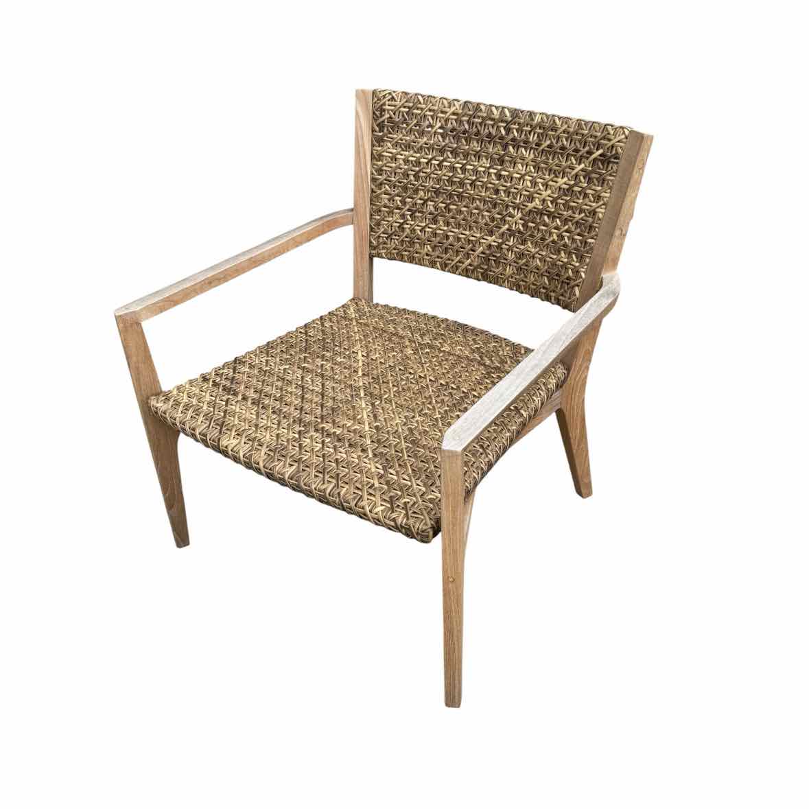 PAIR of 'Majorca' Brown Rattan & Teak Armchairs by Walters Outdoor