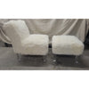Beige Shag Chair & Ottoman w/ Lucite Legs