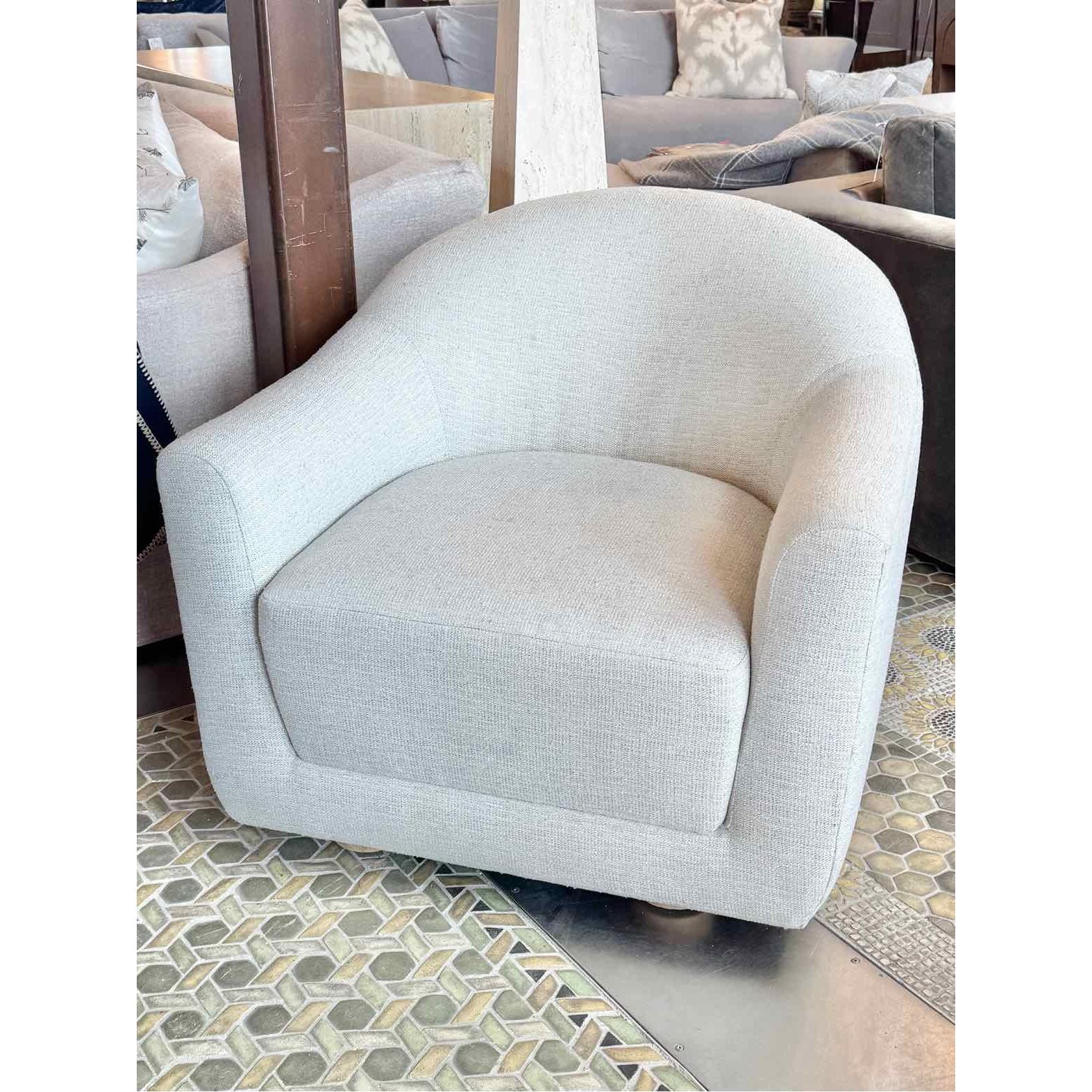 Newport Curved Back Lounge Chair in Cream Linen