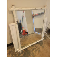 White Painted Faux Bamboo Wall Mirror (AS IS)