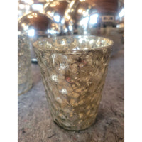 Set of 5 Large Hexagonal Mercury Glass Candle Holders