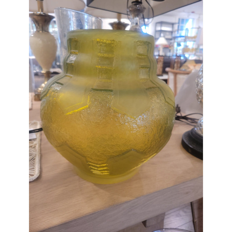 Yellow Glass Urn-Shaped Vase