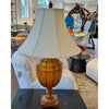Vintage Trophy Shaped Wood Lamp w/ Chain Pattern 20"Diam X 34"H