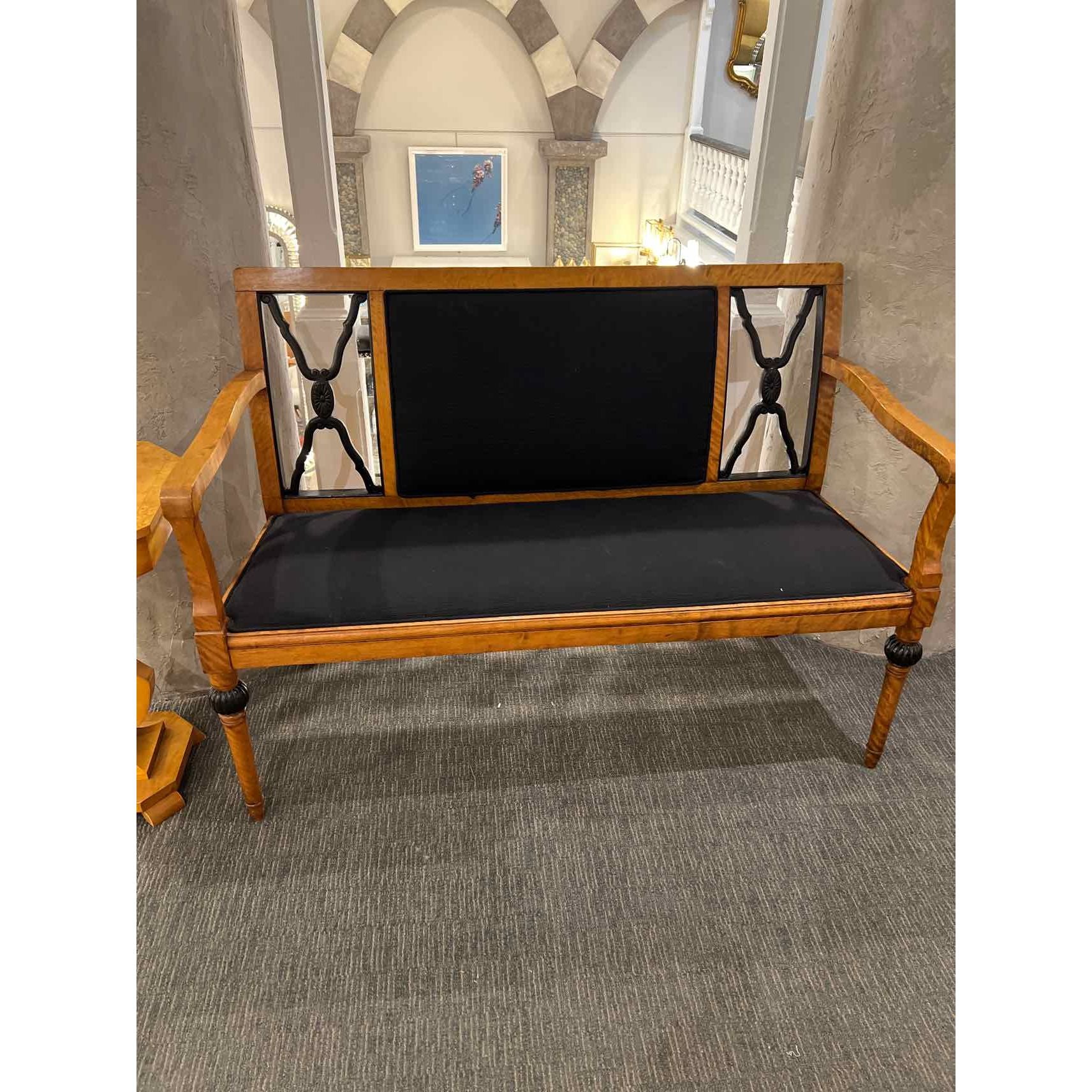 Neo-Classic Biedermeir Bench with Black Accents