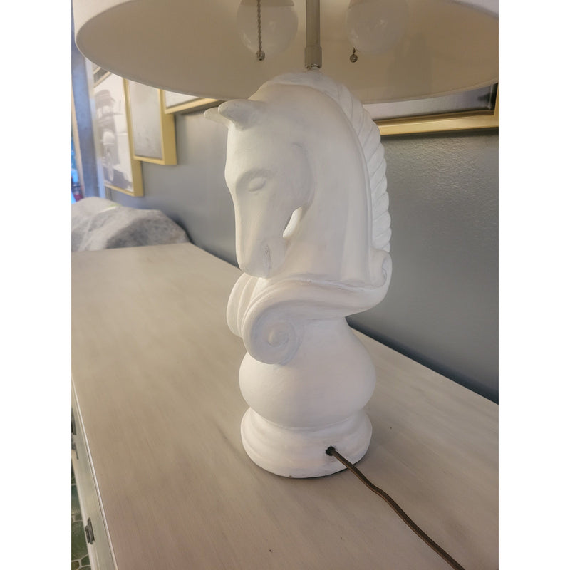 Vintage Hollywood Regency Horse Rook Table Lamp w/ Shade - colletteconsignment.com