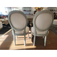 SET of 10 French Linen & Wood Round-Back Dining Chairs by Safavieh (AS IS) - colletteconsignment.com