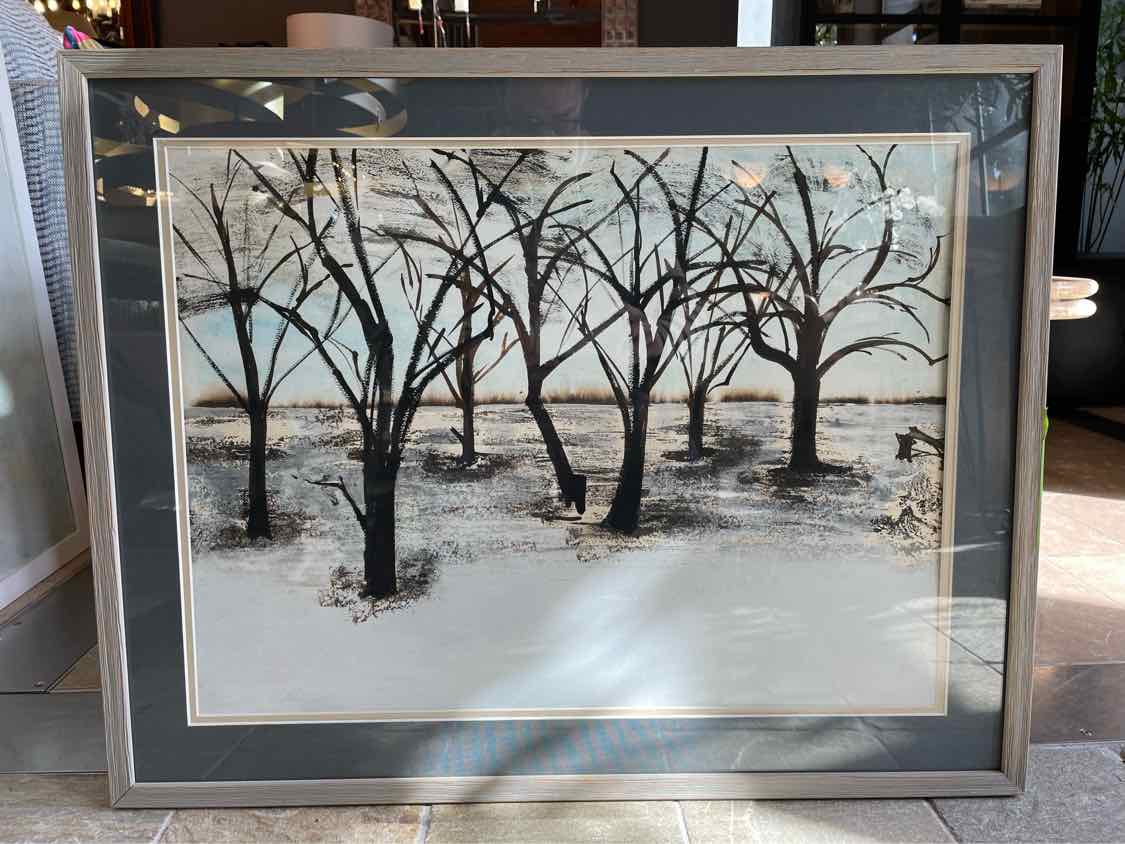 Winter Forest Painting in Frame