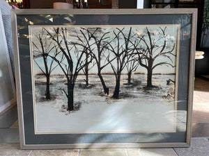 Winter Forest Painting in Frame