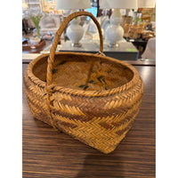 Antique Choctaw River Handwoven Cane  Basket, Mississippi, 13"L x10"W x12"H
