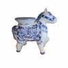 Chinese-Style Blue & White Ceramic Plant Stand Shaped Like Donkey