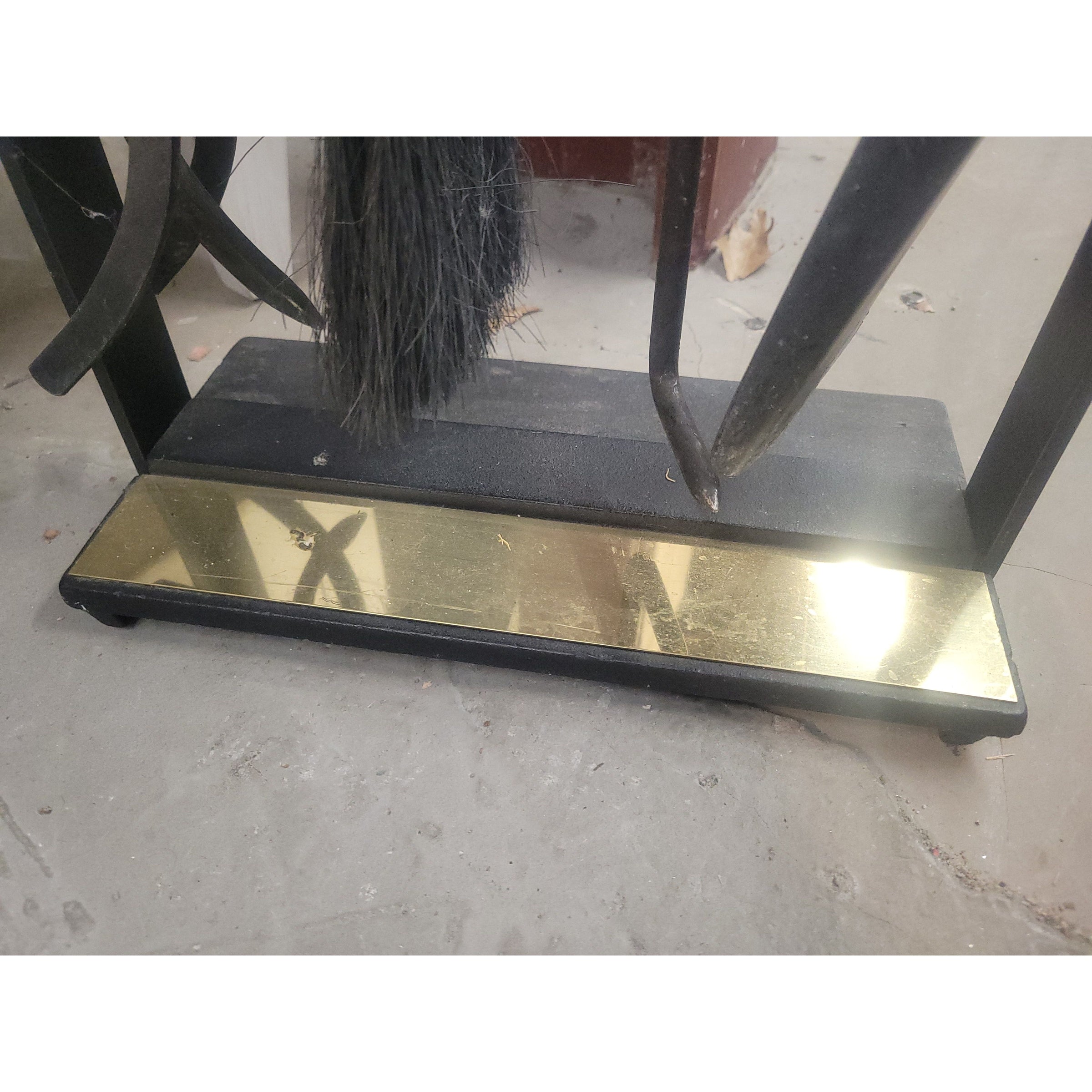 Brass Tipped Fireplace Tool Set w/ Stand