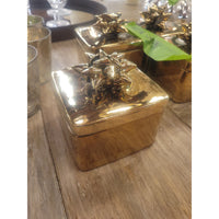 Gold Ceramic Bow Gift Box - colletteconsignment.com